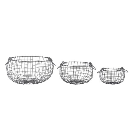 Esschert Design Bellied Shape Wire Baskets with Handles, Small - Set of 3 WB35